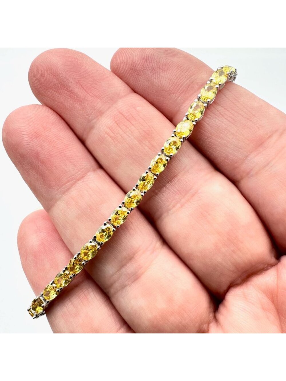 JTV Simulated Canary Diamond Sterling Silver Tennis Bracelet 7 Inch New
